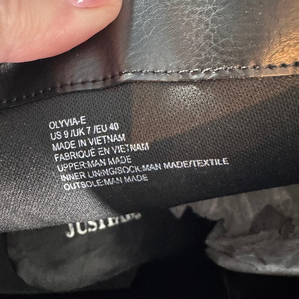 JustFab Olivia-E Black Ankle Booties Sz 9 Pointed Toe Block Heel Zip NIB - Picture 8 of 10